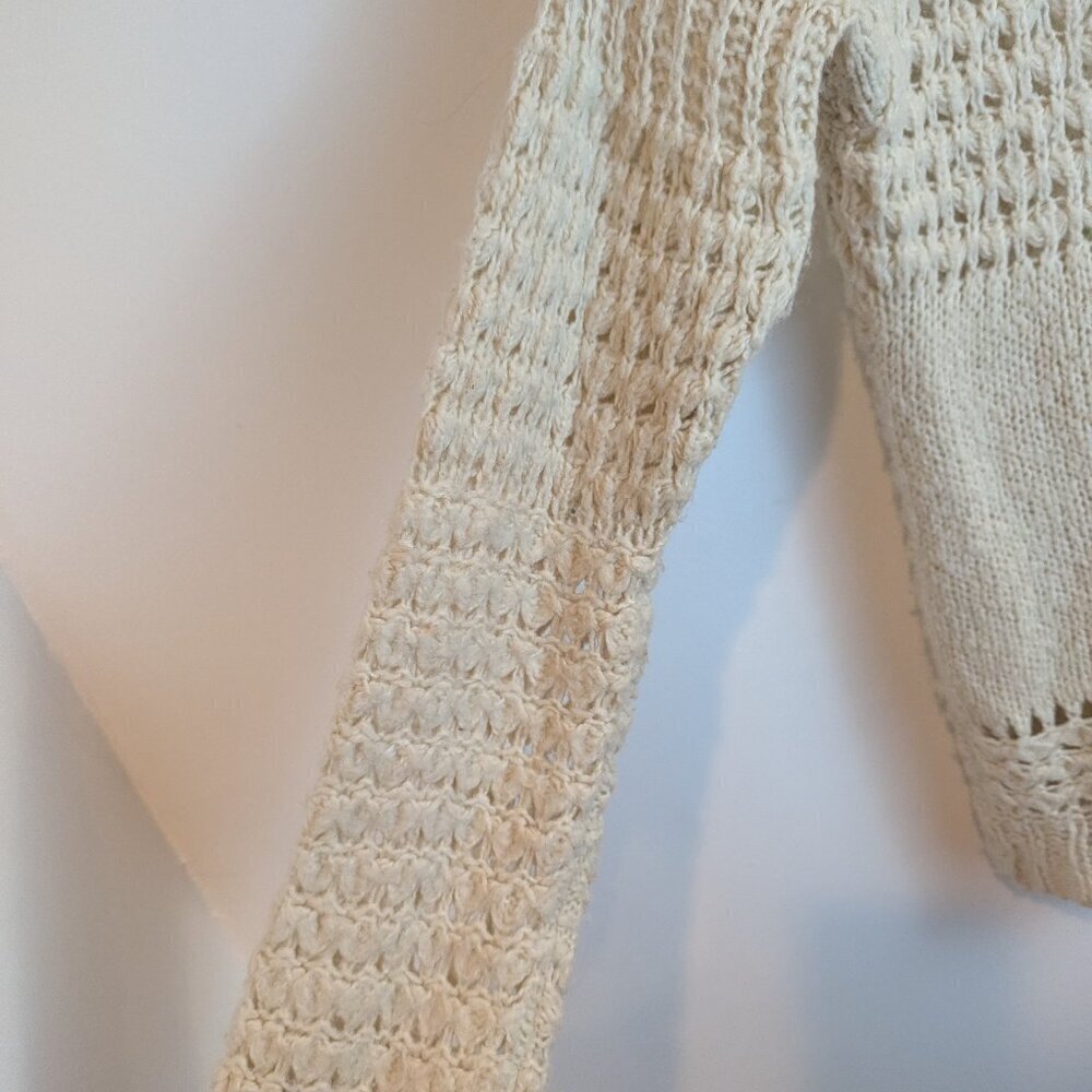 Free People Crashing Waves V-Neck Sweater in White, Sz S - Picture 3 of 6
